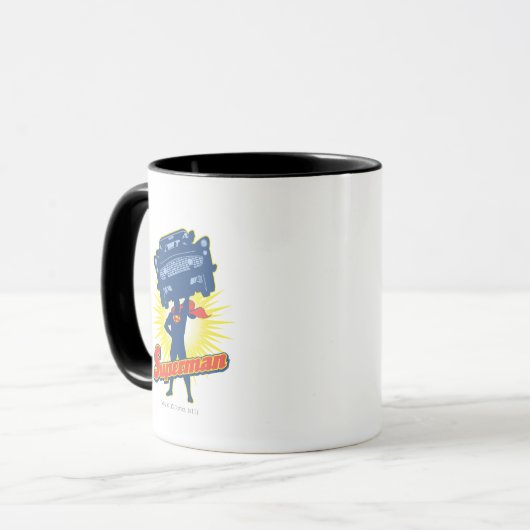 Superman hebt Auto 2 Tasse (Vorderseite Links)