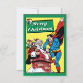 Superman helft dem Weihnachtsmann den Schornstein  Einladung (Vorderseite)