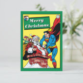 Superman helft dem Weihnachtsmann den Schornstein  Einladung (Stehend Vorderseite)