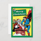 Superman helft dem Weihnachtsmann den Schornstein Einladung (Vorne/Hinten)