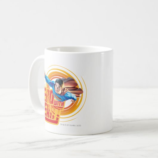Superman Hero mit Herz Kaffeetasse (Vorderseite Links)