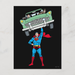 Superman holds a car postkarte