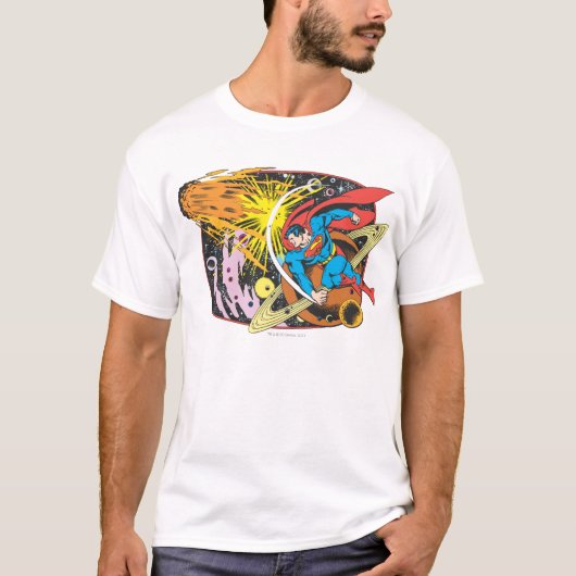Superman im Weltraum T-Shirt (Vorderseite)
