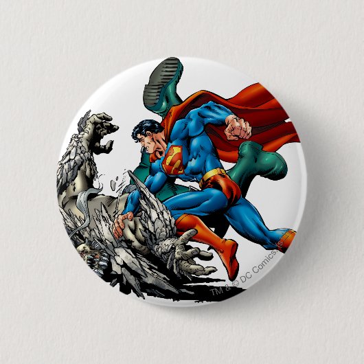 Superman kämpft Monster Button (Vorderseite)