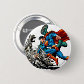 Superman kämpft Monster Button (Vorne & Hinten)