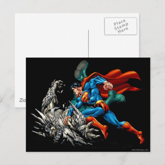 Superman kämpft Monster Postkarte (Vorne/Hinten)