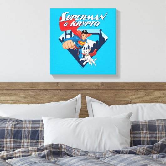 Superman & Krypto Soar Leinwanddruck (Insitu (Schlafzimmer))