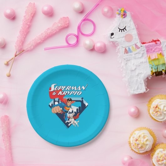 Superman & Krypto Soar Pappteller (Party)