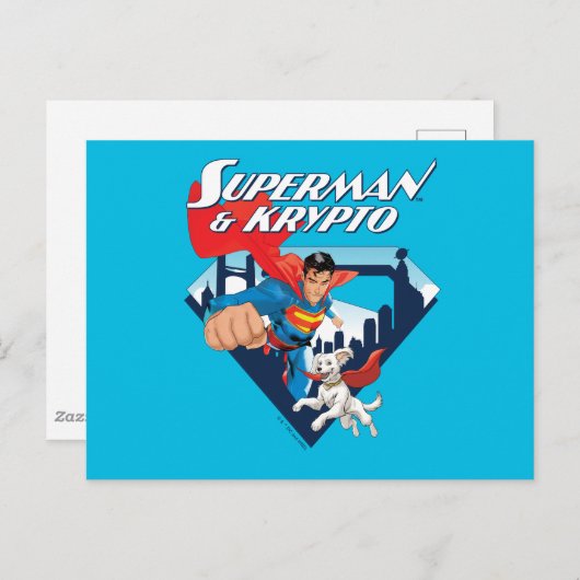 Superman & Krypto Soar Postkarte (Vorne/Hinten)