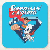 Superman & Krypto Soar Rechteckiger Pappuntersetzer (Vorderseite)
