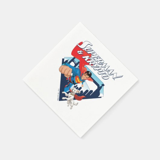 Superman & Krypto Soar Serviette (Ecke)