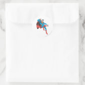 Superman Lands Lightly Runder Aufkleber (Tasche)