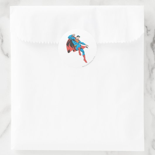 Superman Lands Lightly Runder Aufkleber (Tasche)