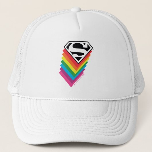 Superman Layered-Regenbogen-Logo Truckerkappe (Vorderseite)