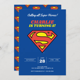 Superman-Logo   Blue Super Hero Birthday Einladung