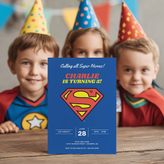 Superman-Logo | Blue Super Hero Birthday Einladung