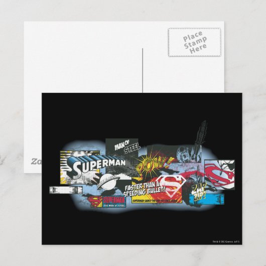 Superman Logo Collage Postkarte (Vorne/Hinten)