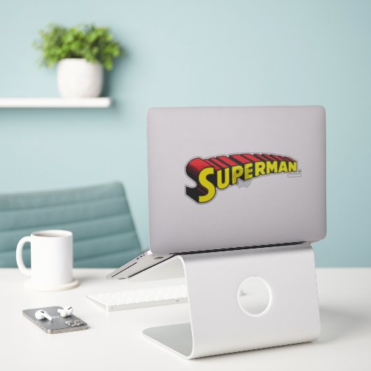 Superman | Logo "Gelbe rote Buchstaben" Aufkleber (Laptop auf Schreibtisch)