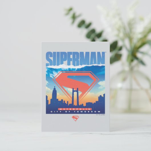 Superman Metropolis Skyline Postkarte (Stehend Vorderseite)