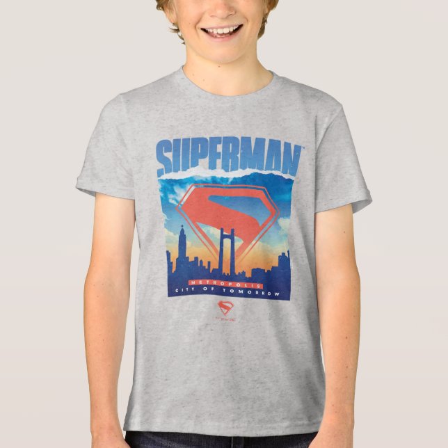 Superman Metropolis Skyline Tri-Blend Shirt (Vorderseite)