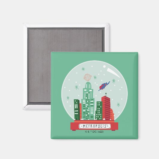 Superman Metropolis Snow Globe Grafik Magnet (Vorderseite/Rückseite)