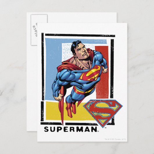 Superman mit farbenprächtigem Hintergrund Postkarte (Vorne/Hinten)
