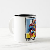 Superman mit farbenprächtigem Hintergrund Zweifarbige Tasse (Vorderseite Links)
