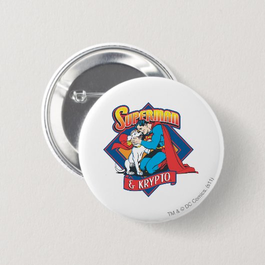 Superman mit Krypto Button (Vorne & Hinten)