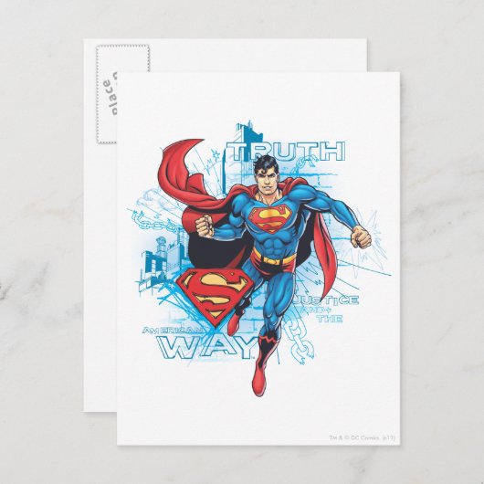 Superman mit Logo Postkarte (Vorne/Hinten)