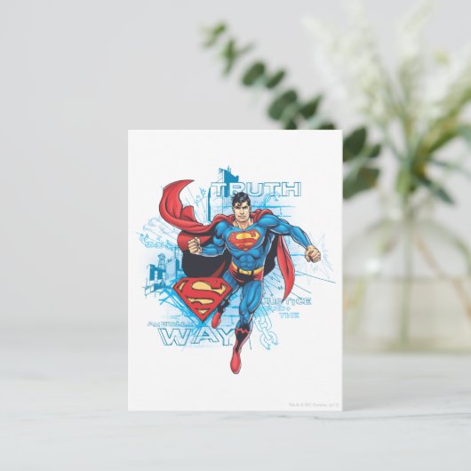 Superman mit Logo Postkarte (Stehend Vorderseite)