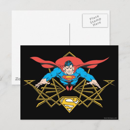 Superman mit Logo Postkarte (Vorne/Hinten)