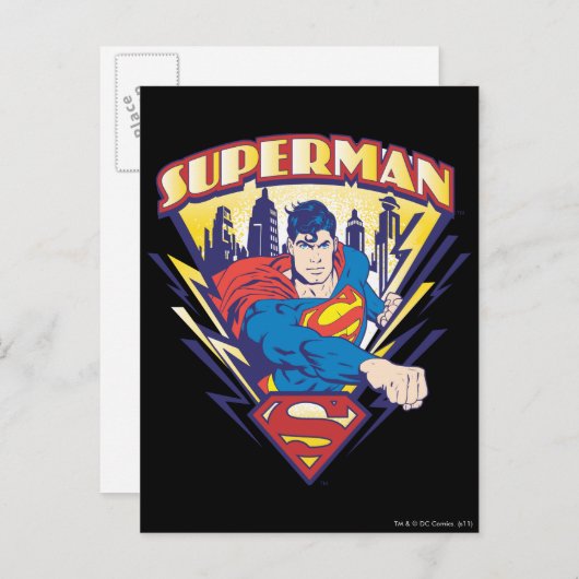 Superman mit Strom Postkarte (Vorne/Hinten)
