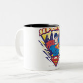 Superman mit Strom Zweifarbige Tasse (Vorderseite Links)