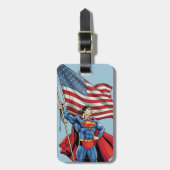 Superman mit US-Flagge Gepäckanhänger (Vorderseite vertikal)