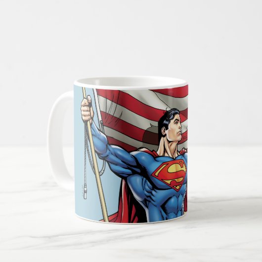 Superman mit US-Flagge Kaffeetasse (Vorderseite Links)