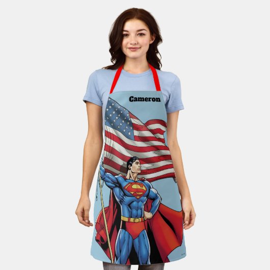 Superman mit US-Flagge Schürze (Getragen)