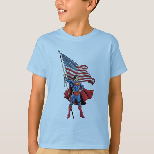 Superman mit US-Flagge T-Shirt (Vorderseite)
