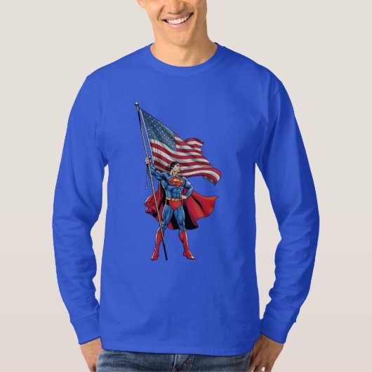 Superman mit US-Flagge T-Shirt (Vorderseite)