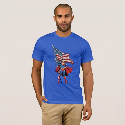Superman mit US-Flagge T-Shirt (Vorne ganz)