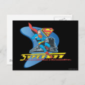 Superman mit Zug - Farbe Postkarte (Vorne/Hinten)