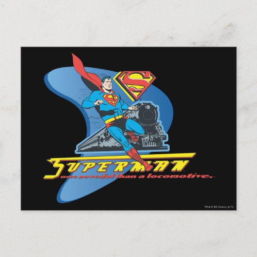 Superman mit Zug - Farbe Postkarte (Vorderseite)