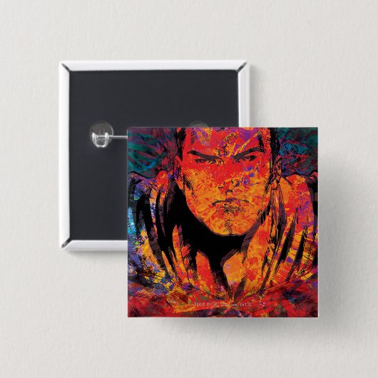 Superman Orange Grunge Button (Vorne & Hinten)