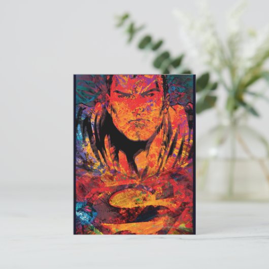 Superman Orange Grunge Postkarte (Stehend Vorderseite)