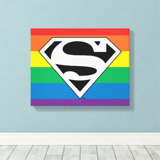 Superman Rainbow Logo Leinwanddruck (Insitu (Holzboden))