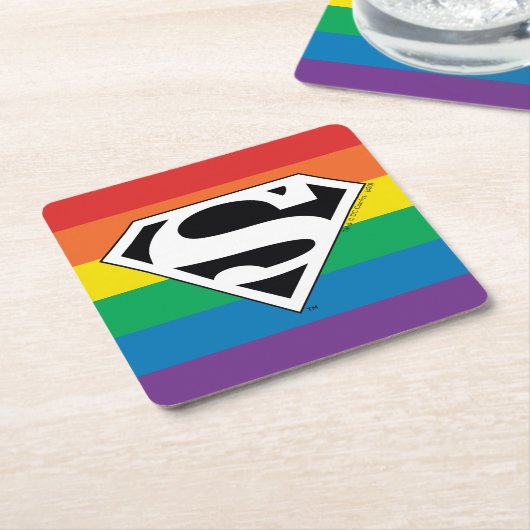 Superman Rainbow-Logo Rechteckiger Pappuntersetzer (angewinkelt)