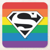 Superman Rainbow-Logo Rechteckiger Pappuntersetzer (Vorderseite)