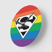 Superman Rainbow Logo Runde Wanduhr (Winkel)
