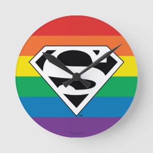 Superman Rainbow Logo Runde Wanduhr