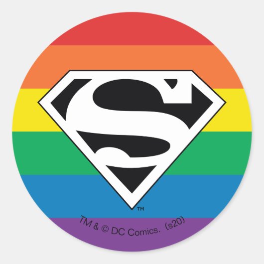 Superman Rainbow Logo Runder Aufkleber (Vorderseite)