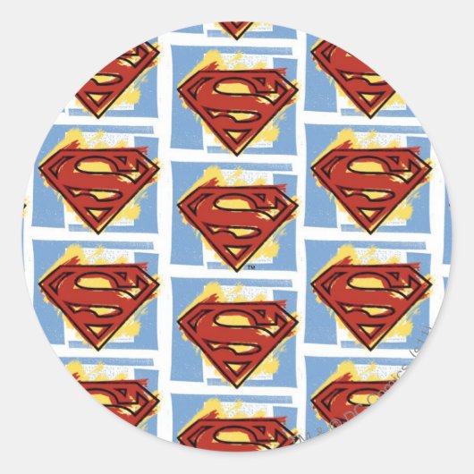 Superman Red and Blue Pattern Runder Aufkleber (Vorderseite)